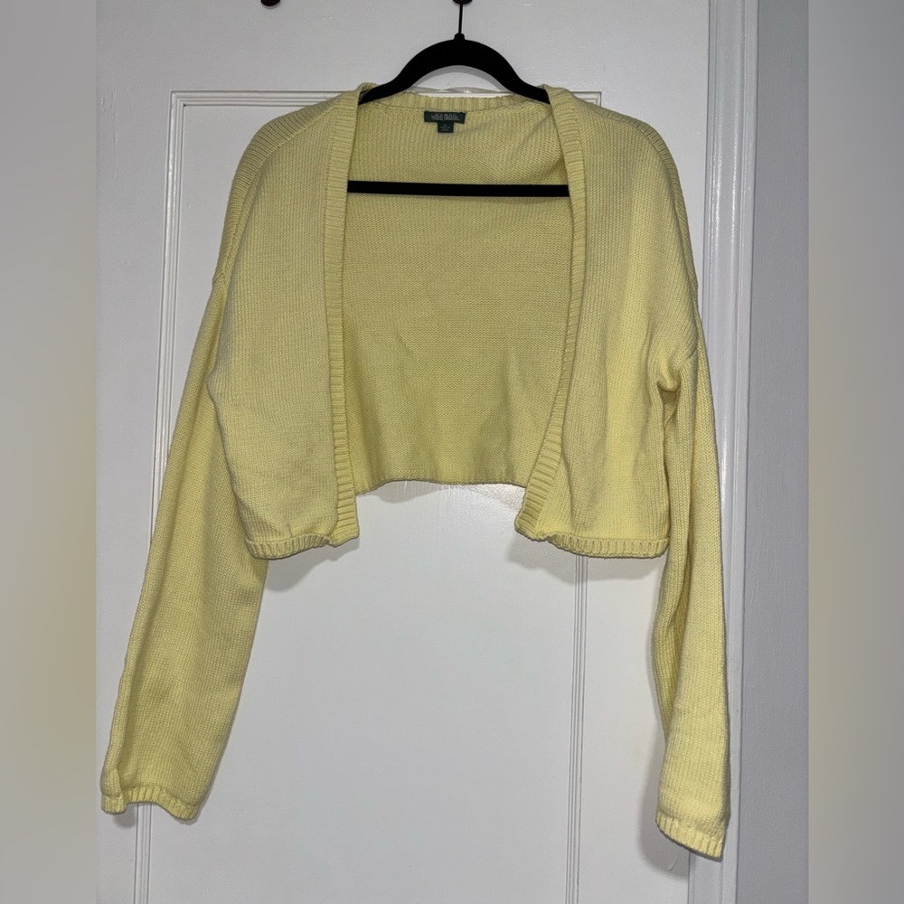 Cropped yellow cardigan sweater